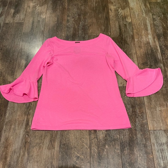 Lilly Pulitzer Bright Pink Ruffle Sleeve Blouse - Picture 1 of 2